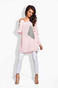 Sweter Damski Model LS166 Light Pink/Light Grey